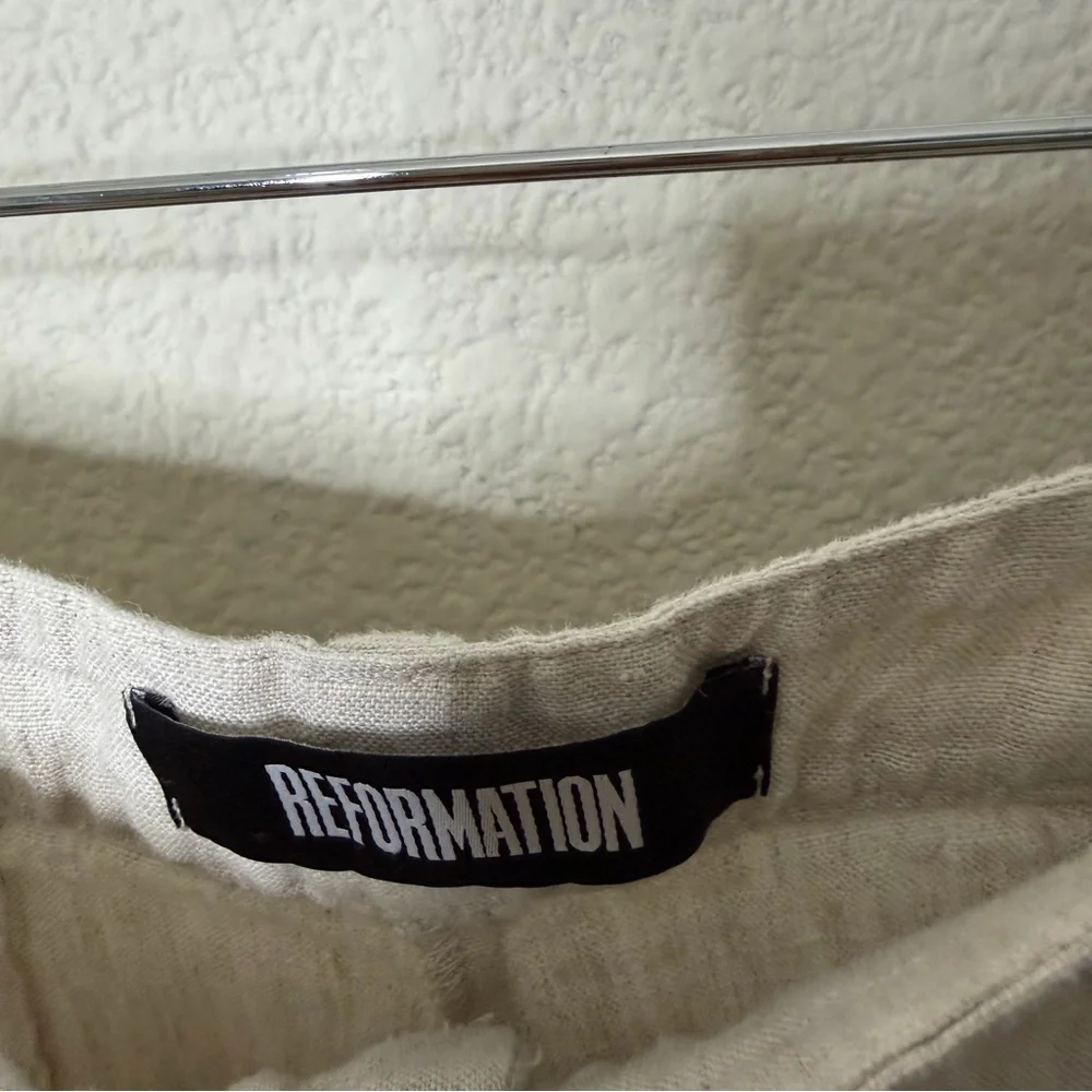 Reformation Beck Linen Pants Wide Leg Raw‎ Hem Women’s Size 8